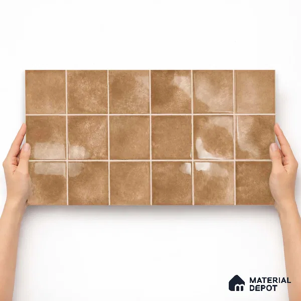 Faux Subway Wall Tile TL 11257 Tuscan Ember 2 ft x 1 ft Ceramic Glossy Finish Tile - 9 mm | Suitable For Bathroom, Balcony & Kitchen Backsplash