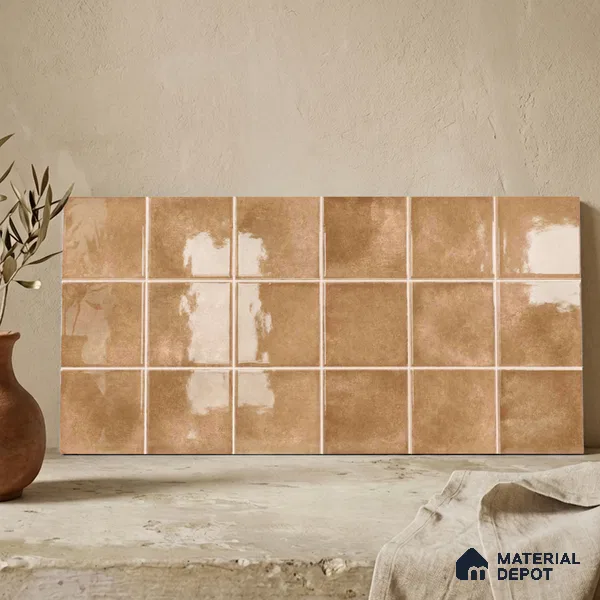 Faux Subway Wall Tile TL 11257 Tuscan Ember 2 ft x 1 ft Ceramic Glossy Finish Tile - 9 mm | Suitable For Bathroom, Balcony & Kitchen Backsplash