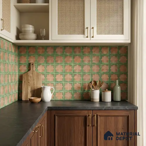 Patterned Wall Tile TL 11272 Verdant Star 2 ft x 1 ft Ceramic Granulla Finish Tile - 9 mm | Suitable For Bathroom, Balcony & Kitchen Backsplash