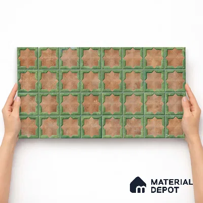 Patterned Wall Tile TL 11272 Verdant Star 2 ft x 1 ft Ceramic Granulla Finish Tile - 9 mm | Suitable For Bathroom, Balcony & Kitchen Backsplash