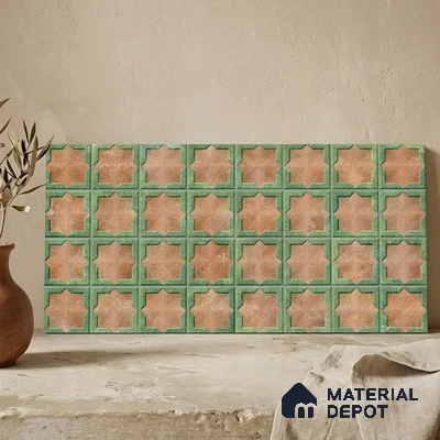 Patterned Wall Tile TL 11272 Verdant Star 2 ft x 1 ft Ceramic Granulla Finish Tile - 9 mm | Suitable For Bathroom, Balcony & Kitchen Backsplash