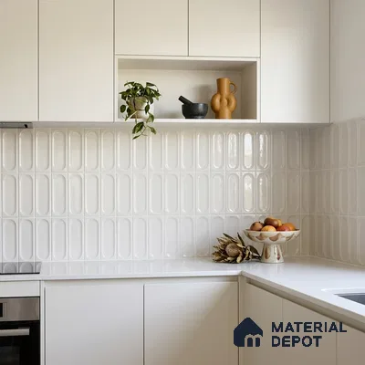 Faux Subway Wall Tile TL 11243 Ovaline Mist 2 ft x 1 ft Ceramic Glossy Finish Tile - 9 mm | Suitable For Bathroom, Balcony & Kitchen Backsplash