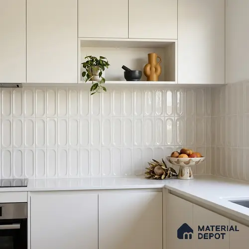 Faux Subway Wall Tile TL 11243 Ovaline Mist 2 ft x 1 ft Ceramic Glossy Finish Tile - 9 mm | Suitable For Bathroom, Balcony & Kitchen Backsplash
