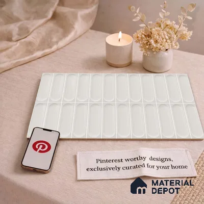 Faux Subway Wall Tile TL 11243 Ovaline Mist 2 ft x 1 ft Ceramic Glossy Finish Tile - 9 mm | Suitable For Bathroom, Balcony & Kitchen Backsplash