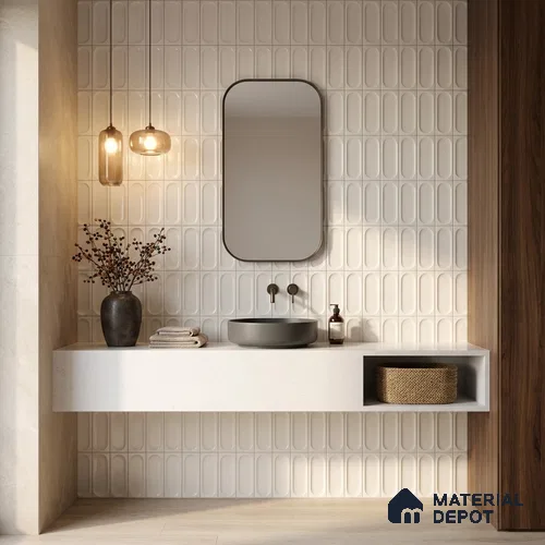 Faux Subway Wall Tile TL 11243 Ovaline Mist 2 ft x 1 ft Ceramic Glossy Finish Tile - 9 mm | Suitable For Bathroom, Dining Area, Kitchen Backsplash
