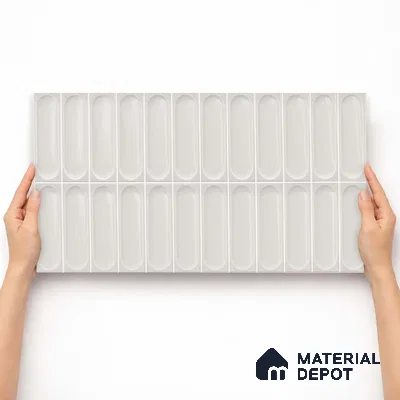 Faux Subway Wall Tile TL 11243 Ovaline Mist 2 ft x 1 ft Ceramic Glossy Finish Tile - 9 mm | Suitable For Bathroom, Balcony & Kitchen Backsplash