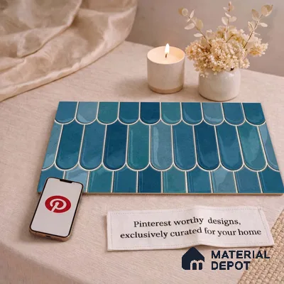 Faux Subway Wall Tile TL 11682 Marine Arch 2 ft x 1 ft Ceramic Glossy Finish Tile - 9 mm | Suitable For Bathroom, Balcony & Kitchen Backsplash