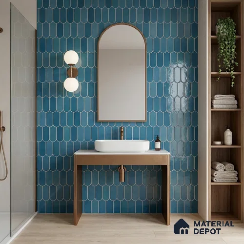 Faux Subway Wall Tile TL 11682 Marine Arch 2 ft x 1 ft Ceramic Glossy Finish Tile - 9 mm | Suitable For Bathroom, Dining Area, Kitchen Backsplash