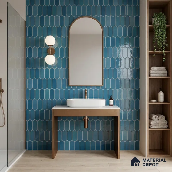 Faux Subway Wall Tile TL 11682 Marine Arch 2 ft x 1 ft Ceramic Glossy Finish Tile - 9 mm | Suitable For Bathroom, Balcony & Kitchen Backsplash