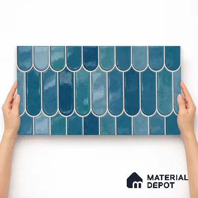 Faux Subway Wall Tile TL 11682 Marine Arch 2 ft x 1 ft Ceramic Glossy Finish Tile - 9 mm | Suitable For Bathroom, Balcony & Kitchen Backsplash