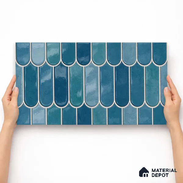 Faux Subway Wall Tile TL 11682 Marine Arch 2 ft x 1 ft Ceramic Glossy Finish Tile - 9 mm | Suitable For Bathroom, Balcony & Kitchen Backsplash