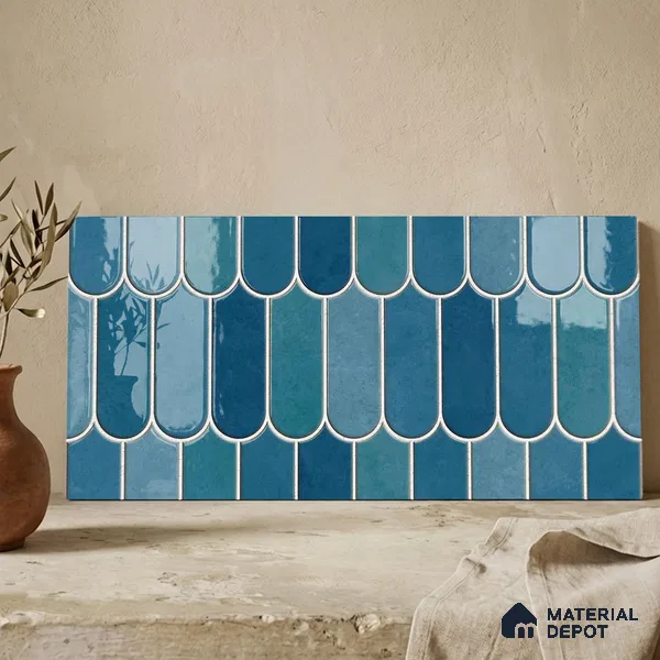 Faux Subway Wall Tile TL 11682 Marine Arch 2 ft x 1 ft Ceramic Glossy Finish Tile - 9 mm | Suitable For Bathroom, Balcony & Kitchen Backsplash