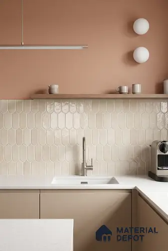 Faux Subway Wall Tile TL 11682 B Ivory Cascade 2 ft x 1 ft Ceramic Glossy Finish Tile - 9 mm | Suitable For Bathroom, Balcony & Kitchen Backsplash