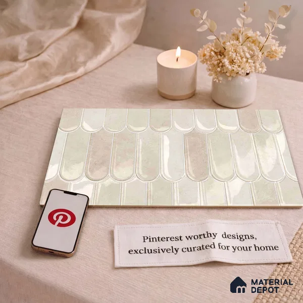 Faux Subway Wall Tile TL 11682 B Ivory Cascade 2 ft x 1 ft Ceramic Glossy Finish Tile - 9 mm | Suitable For Bathroom, Balcony & Kitchen Backsplash