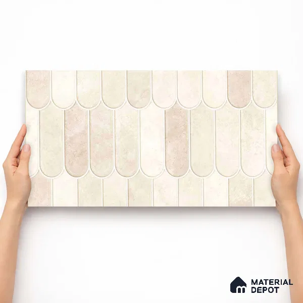 Faux Subway Wall Tile TL 11682 B Ivory Cascade 2 ft x 1 ft Ceramic Glossy Finish Tile - 9 mm | Suitable For Bathroom, Balcony & Kitchen Backsplash