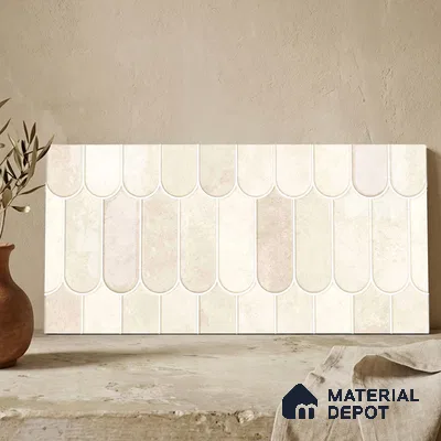 Faux Subway Wall Tile TL 11682 B Ivory Cascade 2 ft x 1 ft Ceramic Glossy Finish Tile - 9 mm | Suitable For Bathroom, Balcony & Kitchen Backsplash
