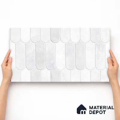 Faux Subway Wall Tile TL 11682 C Frosted Scallop 2 ft x 1 ft Ceramic Glossy Finish Tile - 9 mm | Suitable For Bathroom, Dining Area, Kitchen Backsplash