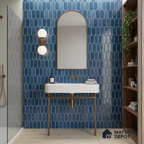 Faux Subway Wall Tile TL 11682 D Azure Fan 2 ft x 1 ft Ceramic Glossy Finish Tile - 9 mm | Suitable For Bathroom, Dining Area, Kitchen Backsplash