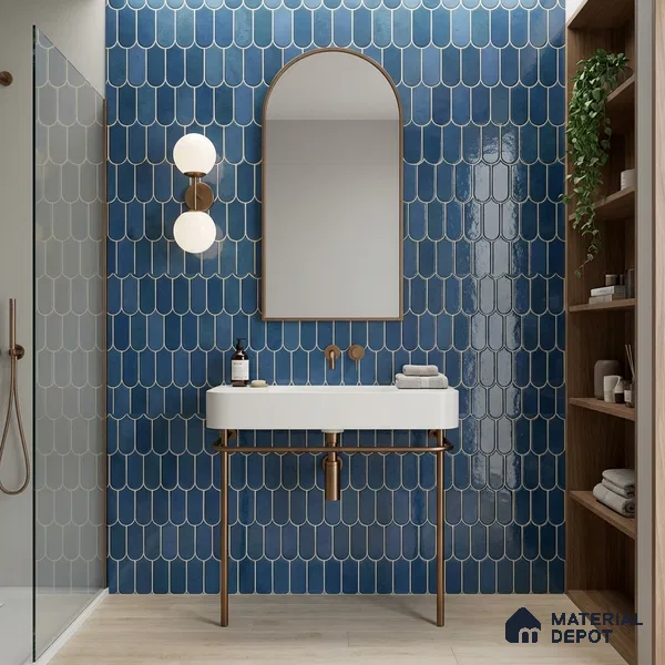 Faux Subway Wall Tile TL 11682 D Azure Fan 2 ft x 1 ft Ceramic Glossy Finish Tile - 9 mm | Suitable For Bathroom, Balcony & Kitchen Backsplash
