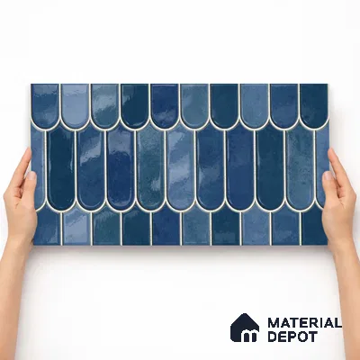 Faux Subway Wall Tile TL 11682 D Azure Fan 2 ft x 1 ft Ceramic Glossy Finish Tile - 9 mm | Suitable For Bathroom, Balcony & Kitchen Backsplash