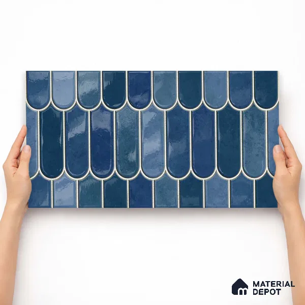 Faux Subway Wall Tile TL 11682 D Azure Fan 2 ft x 1 ft Ceramic Glossy Finish Tile - 9 mm | Suitable For Bathroom, Balcony & Kitchen Backsplash