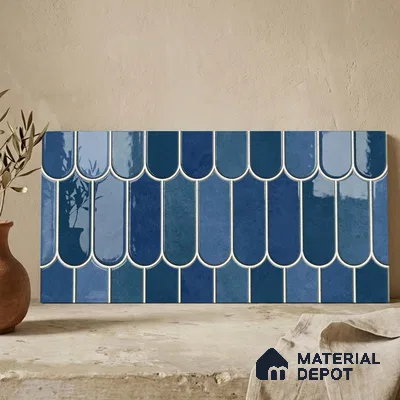 Faux Subway Wall Tile TL 11682 D Azure Fan 2 ft x 1 ft Ceramic Glossy Finish Tile - 9 mm | Suitable For Bathroom, Balcony & Kitchen Backsplash