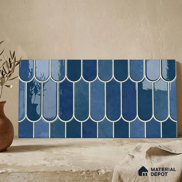 Faux Subway Wall Tile TL 11682 D Azure Fan 2 ft x 1 ft Ceramic Glossy Finish Tile - 9 mm | Suitable For Bathroom, Balcony & Kitchen Backsplash