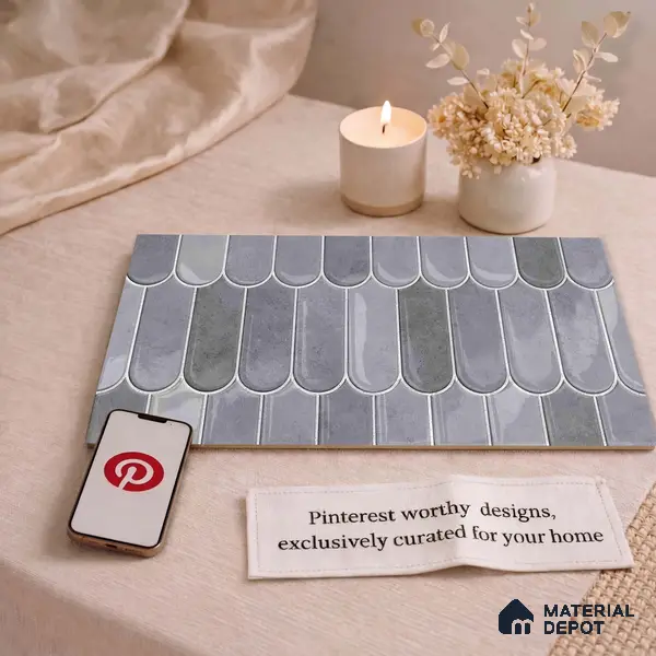 Faux Subway Wall Tile TL 11682 F Urban Scallop 2 ft x 1 ft Ceramic Glossy Finish Tile - 9 mm | Suitable For Bathroom, Balcony & Kitchen Backsplash