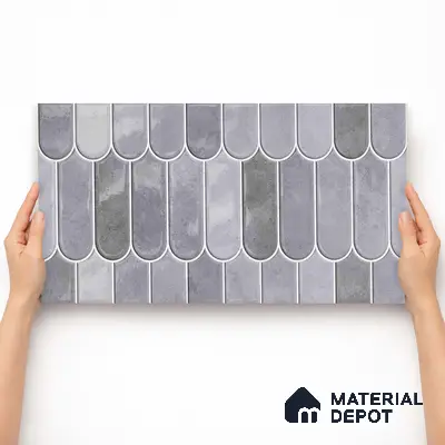 Faux Subway Wall Tile TL 11682 F Urban Scallop 2 ft x 1 ft Ceramic Glossy Finish Tile - 9 mm | Suitable For Bathroom, Balcony & Kitchen Backsplash