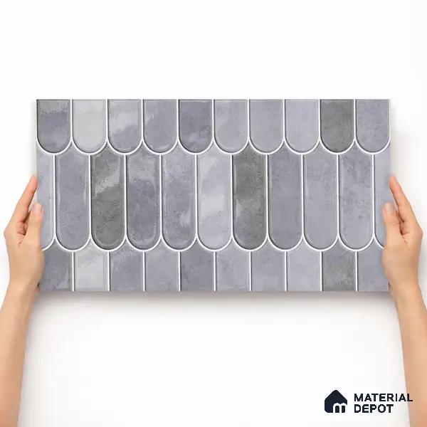 Faux Subway Wall Tile TL 11682 F Urban Scallop 2 ft x 1 ft Ceramic Glossy Finish Tile - 9 mm | Suitable For Bathroom, Balcony & Kitchen Backsplash