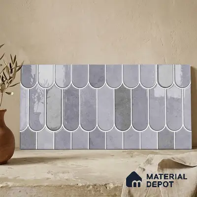 Faux Subway Wall Tile TL 11682 F Urban Scallop 2 ft x 1 ft Ceramic Glossy Finish Tile - 9 mm | Suitable For Bathroom, Balcony & Kitchen Backsplash