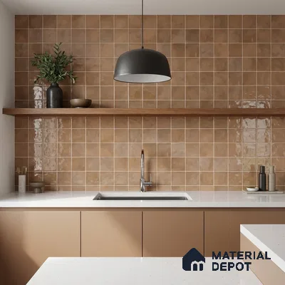 Faux Subway Wall Tile TL 11220 Sienna Cloud 2 ft x 1 ft Ceramic Glossy Finish Tile - 9 mm | Suitable For Bathroom, Dining Area, Kitchen Backsplash