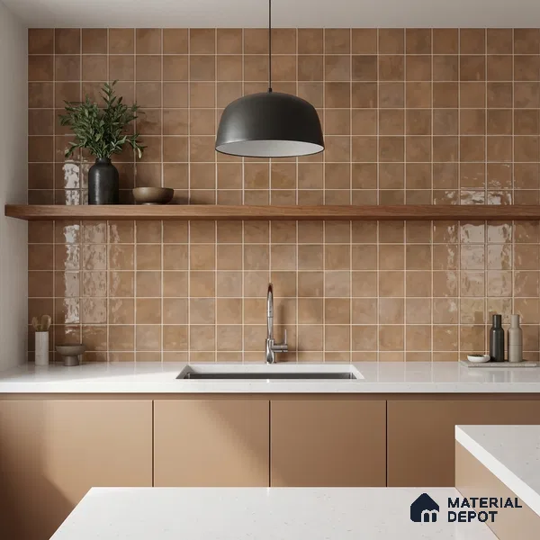 Faux Subway Wall Tile TL 11220 Sienna Cloud 2 ft x 1 ft Ceramic Glossy Finish Tile - 9 mm | Suitable For Bathroom, Dining Area, Kitchen Backsplash