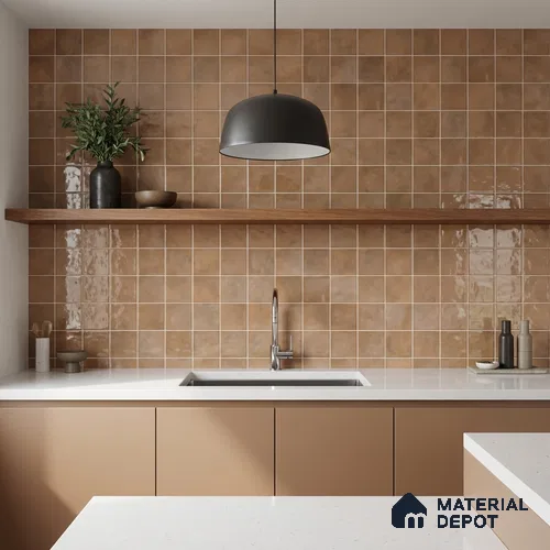Faux Subway Wall Tile TL 11220 Sienna Cloud 2 ft x 1 ft Ceramic Glossy Finish Tile - 9 mm | Suitable For Bathroom, Balcony & Kitchen Backsplash