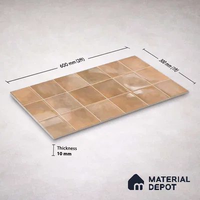 Faux Subway Wall Tile TL 11220 Sienna Cloud 2 ft x 1 ft Ceramic Glossy Finish Tile - 9 mm | Suitable For Bathroom, Dining Area, Kitchen Backsplash