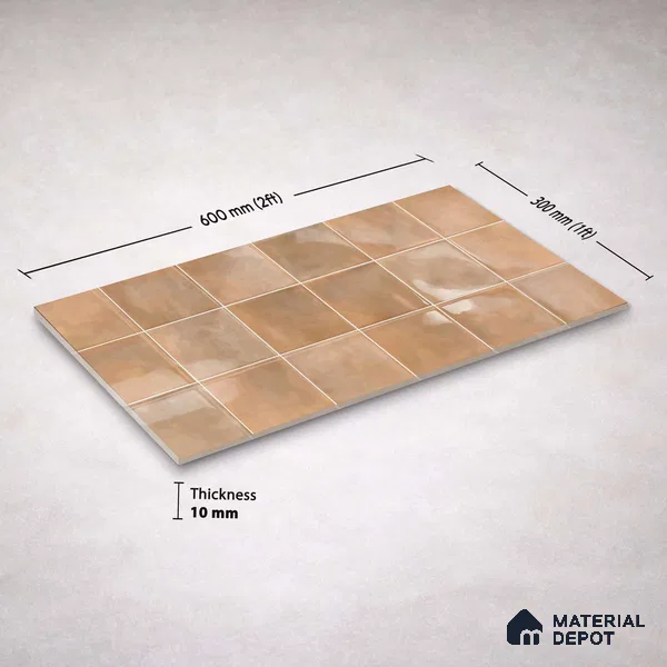 Faux Subway Wall Tile TL 11220 Sienna Cloud 2 ft x 1 ft Ceramic Glossy Finish Tile - 9 mm | Suitable For Bathroom, Dining Area, Kitchen Backsplash