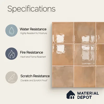Faux Subway Wall Tile TL 11220 Sienna Cloud 2 ft x 1 ft Ceramic Glossy Finish Tile - 9 mm | Suitable For Bathroom, Dining Area, Kitchen Backsplash