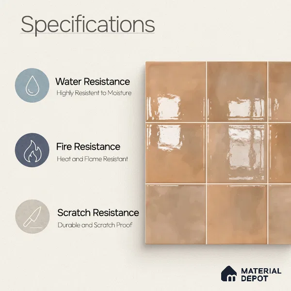 Faux Subway Wall Tile TL 11220 Sienna Cloud 2 ft x 1 ft Ceramic Glossy Finish Tile - 9 mm | Suitable For Bathroom, Dining Area, Kitchen Backsplash