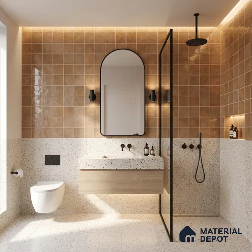 Faux Subway Wall Tile TL 11220 Sienna Cloud 2 ft x 1 ft Ceramic Glossy Finish Tile - 9 mm | Suitable For Bathroom, Balcony & Kitchen Backsplash