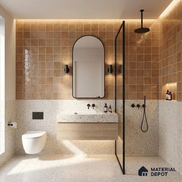 Faux Subway Wall Tile TL 11220 Sienna Cloud 2 ft x 1 ft Ceramic Glossy Finish Tile - 9 mm | Suitable For Bathroom, Dining Area, Kitchen Backsplash