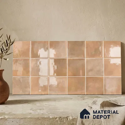 Faux Subway Wall Tile TL 11220 Sienna Cloud 2 ft x 1 ft Ceramic Glossy Finish Tile - 9 mm | Suitable For Bathroom, Dining Area, Kitchen Backsplash