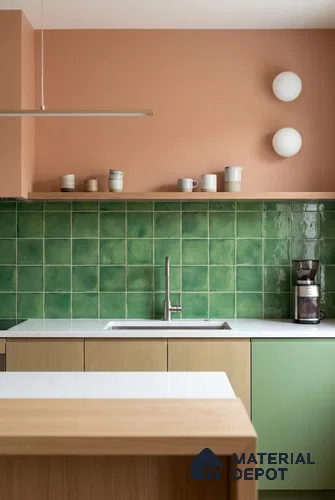Faux Subway Wall Tile TL 11255 Meadow Mint 2 ft x 1 ft Ceramic Glossy Finish Tile - 9 mm | Suitable For Bathroom, Basin Area, Kitchen Backsplash