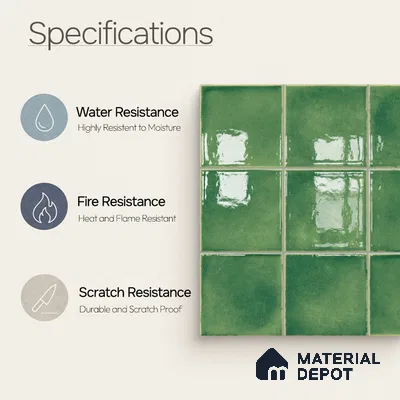 Faux Subway Wall Tile TL 11255 Meadow Mint 2 ft x 1 ft Ceramic Glossy Finish Tile - 9 mm | Suitable For Bathroom, Basin Area, Kitchen Backsplash