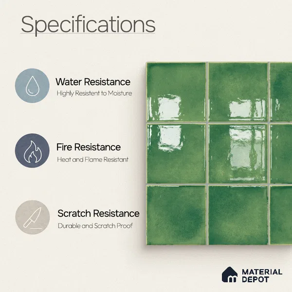 Faux Subway Wall Tile TL 11255 Meadow Mint 2 ft x 1 ft Ceramic Glossy Finish Tile - 9 mm | Suitable For Bathroom, Basin Area, Kitchen Backsplash