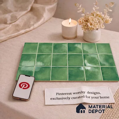 Faux Subway Wall Tile TL 11255 Meadow Mint 2 ft x 1 ft Ceramic Glossy Finish Tile - 9 mm | Suitable For Bathroom, Basin Area, Kitchen Backsplash