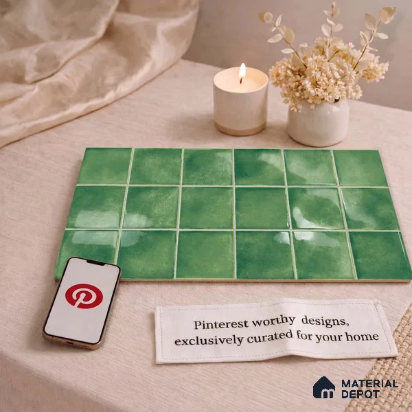 Faux Subway Wall Tile TL 11255 Meadow Mint 2 ft x 1 ft Ceramic Glossy Finish Tile - 9 mm | Suitable For Bathroom, Basin Area, Kitchen Backsplash