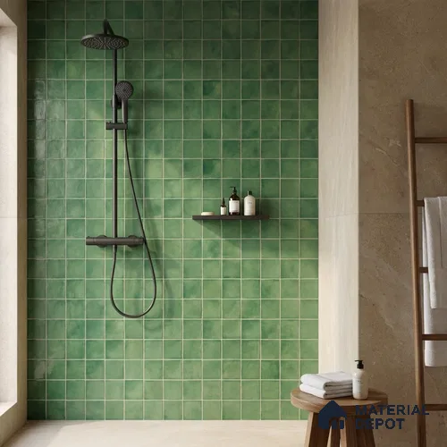 Faux Subway Wall Tile TL 11255 Meadow Mint 2 ft x 1 ft Ceramic Glossy Finish Tile - 9 mm | Suitable For Bathroom, Basin Area, Kitchen Backsplash