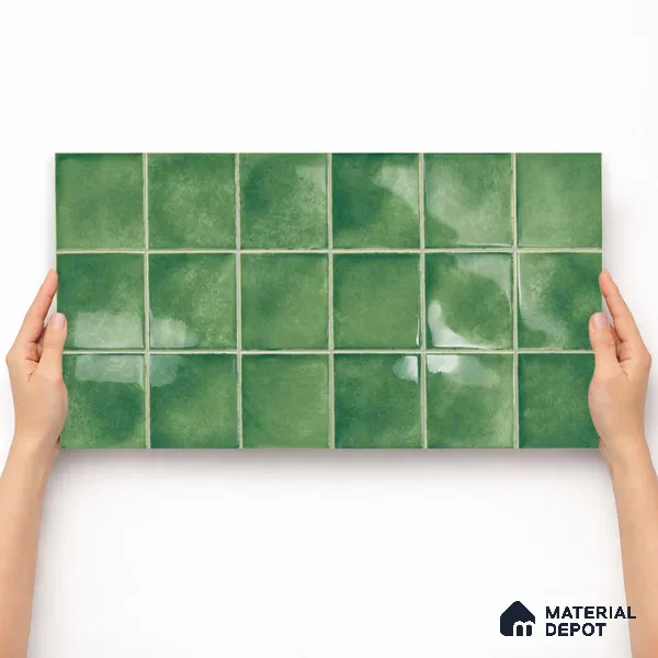 Faux Subway Wall Tile TL 11255 Meadow Mint 2 ft x 1 ft Ceramic Glossy Finish Tile - 9 mm | Suitable For Bathroom, Basin Area, Kitchen Backsplash