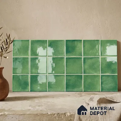 Faux Subway Wall Tile TL 11255 Meadow Mint 2 ft x 1 ft Ceramic Glossy Finish Tile - 9 mm | Suitable For Bathroom, Basin Area, Kitchen Backsplash