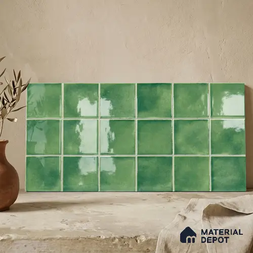 Faux Subway Wall Tile TL 11255 Meadow Mint 2 ft x 1 ft Ceramic Glossy Finish Tile - 9 mm | Suitable For Bathroom, Balcony & Kitchen Backsplash